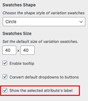 Show selected attribute name - wcboost variaiton swatches show selected attribute name