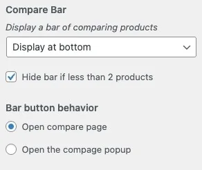 Products Compare Bar - products compare bar settings