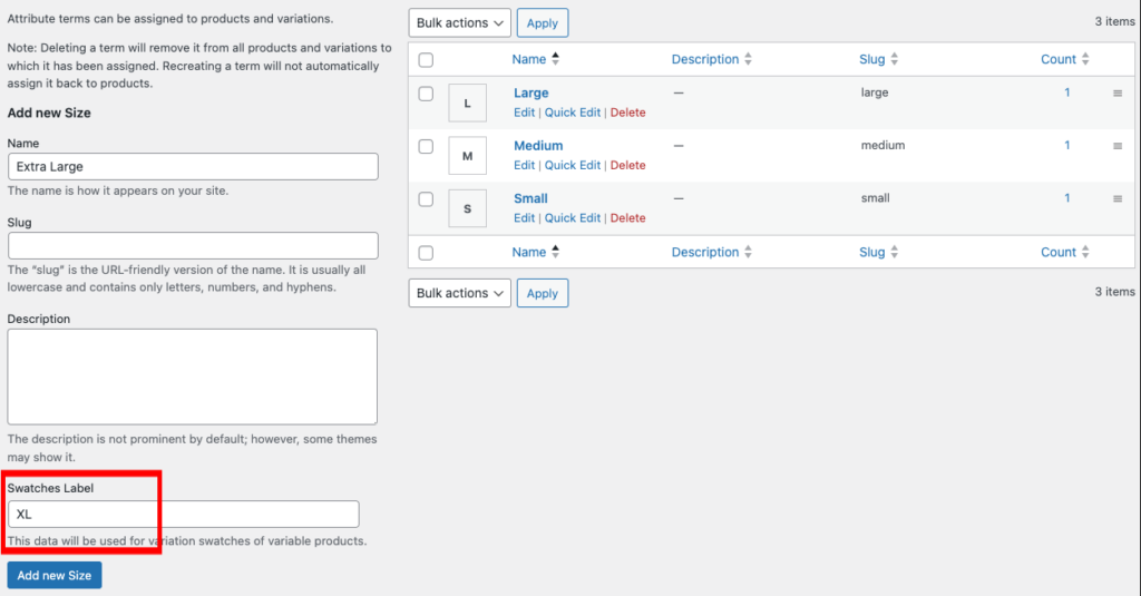 How to configure label swatches - wcboost variation swatches configure label swatches