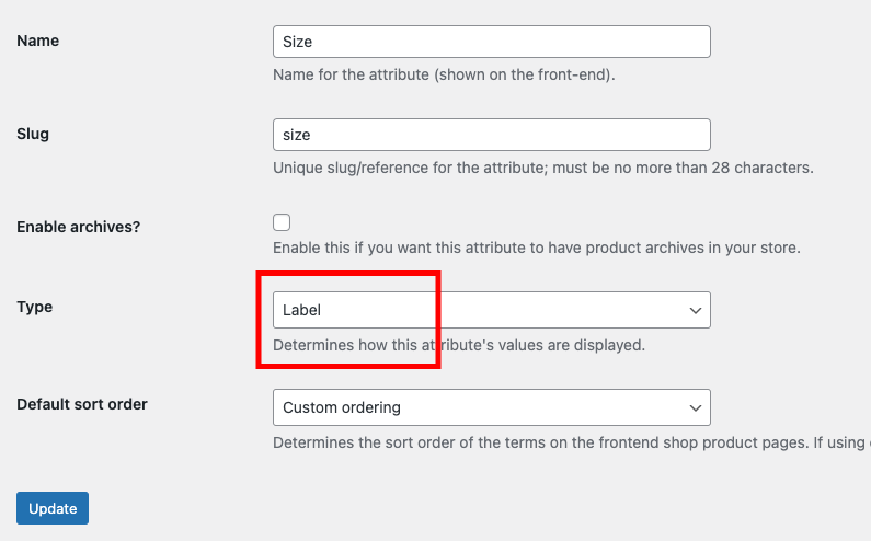 How to configure label swatches - wcboost variation swatches configure label type