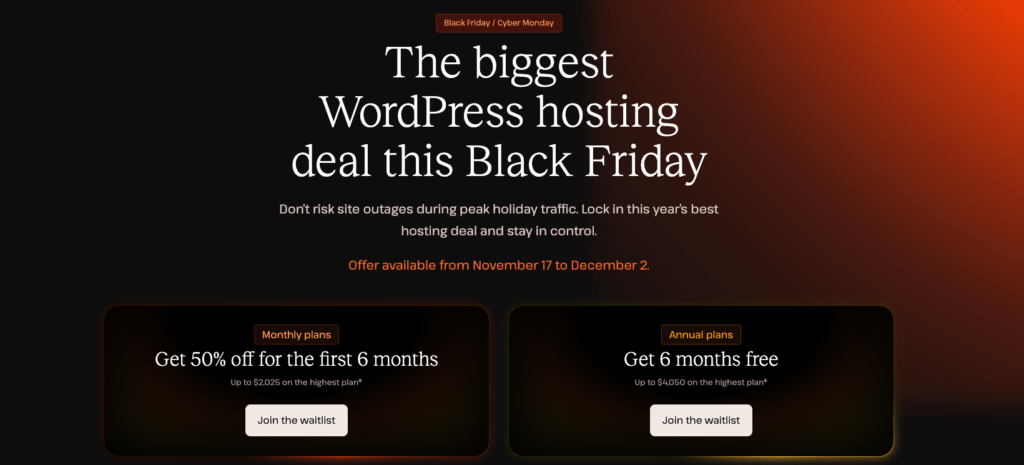 Best WordPress Black Friday Cyber Monday Deals 2025 - Kinsta black friday